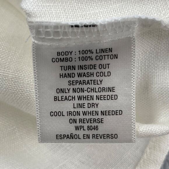 JM Collection Shirt Womens 10 White 100% Linen with Cotton Eyelet Trim Sequins - Picture 13 of 15